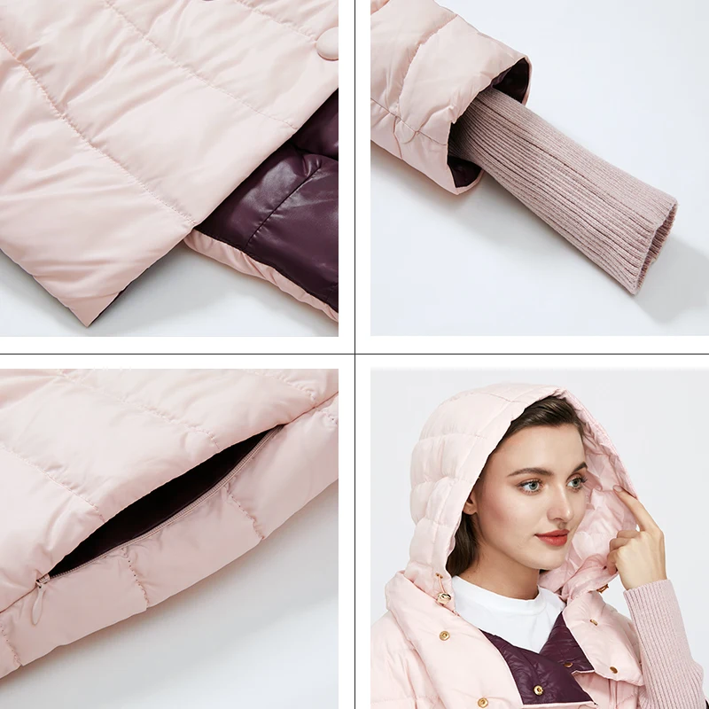 Бренд GASMAN розовая Модная трикотажная куртка с капюшоном зимняя женская короткая