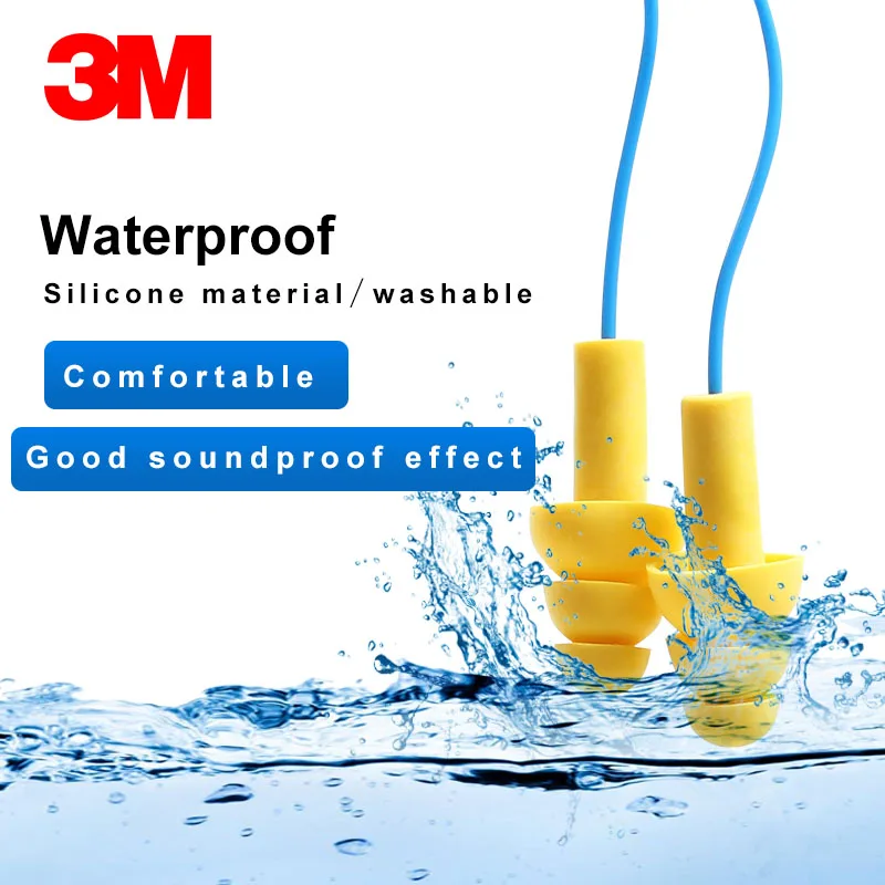 

1 pair 3M 340-4004 Ear Plugs Anti-noise Earplugs Sleeping Earplugs Christmas Tree with Cable Comfortable Yellow Ear Protector