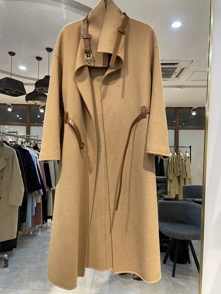 Фото Женское модное пальто из верблюжьей шерсти с Боковым Разрезом модель yj211022 2021 |