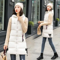 2021 women winter vest casual autumn warm thicken long sleeveless waistcoat white female cotton padded vest jacket s 2xl fashion