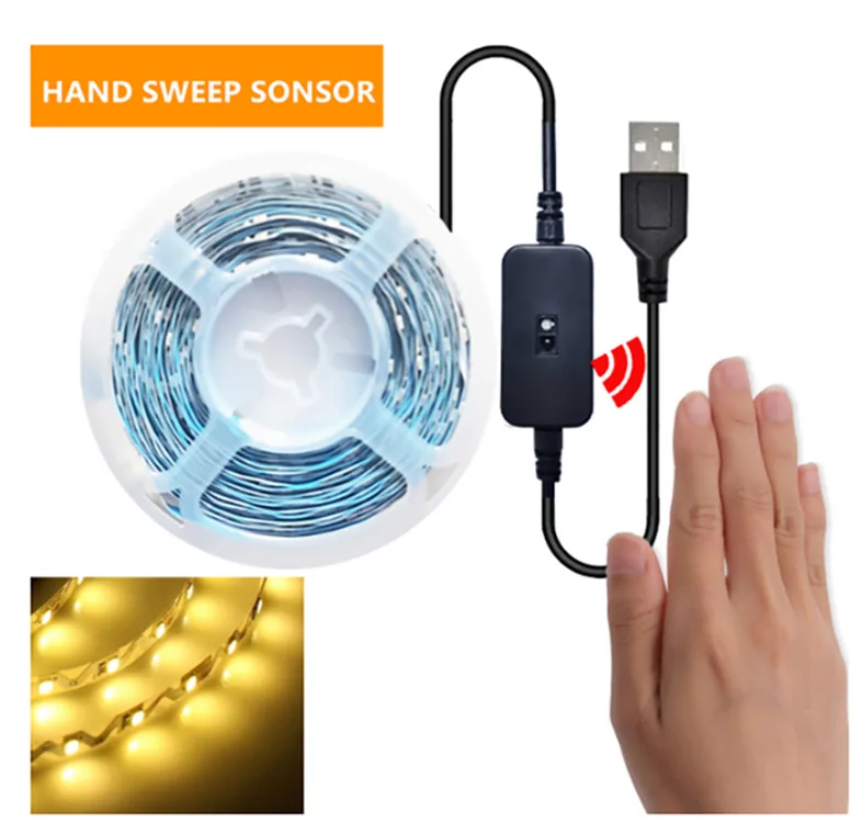 

0.5M-5M LED Strip Light 5V USB Smart Hand Scan Sensor Light Strip 2835 Infrared Light Strip For Room Decor Christmas Holiday