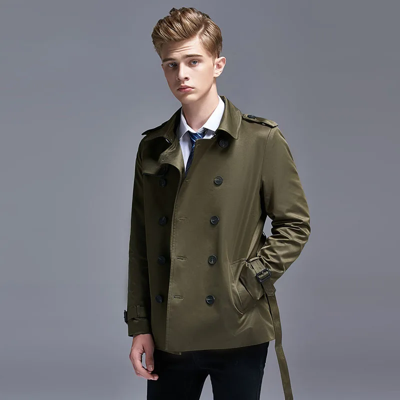 Новая весенне-осенняя Красивая Молодежная двубортная короткая ветровка мужская