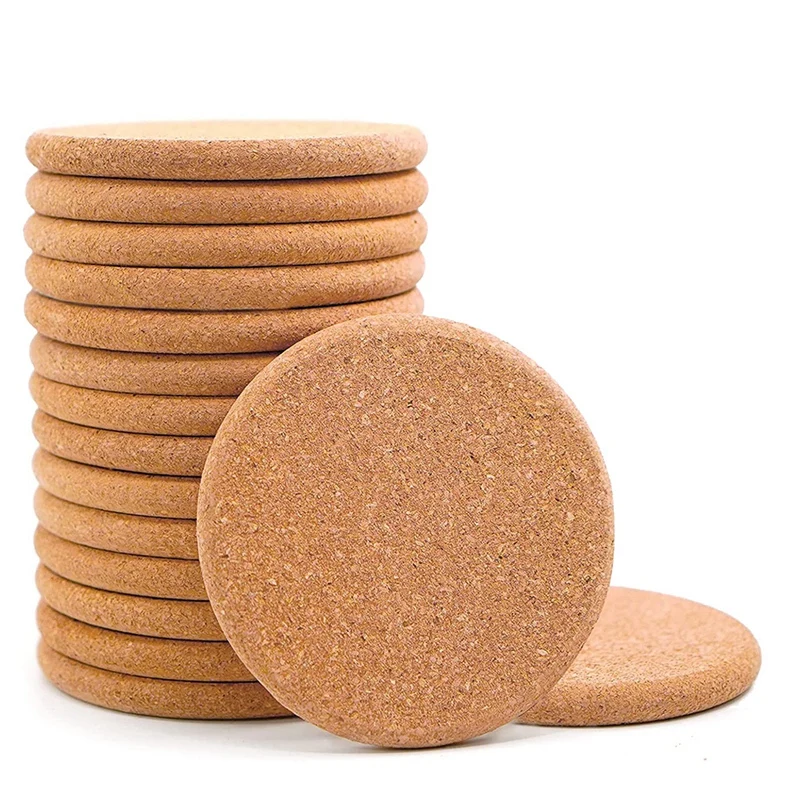 

16 Pcs Cork Coasters for Drink,Absorbent Coaster Set,Resistant Reusable Saucers for Drink,Cork Coaster for DIY Craft