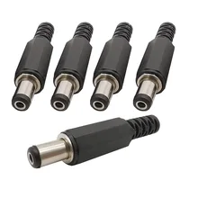 5/10 piezas 5,5x2,1mm DC Power macho enchufes conector de soldadura 2,1mm x 5,5mm DC enchufes adaptador de cable negro