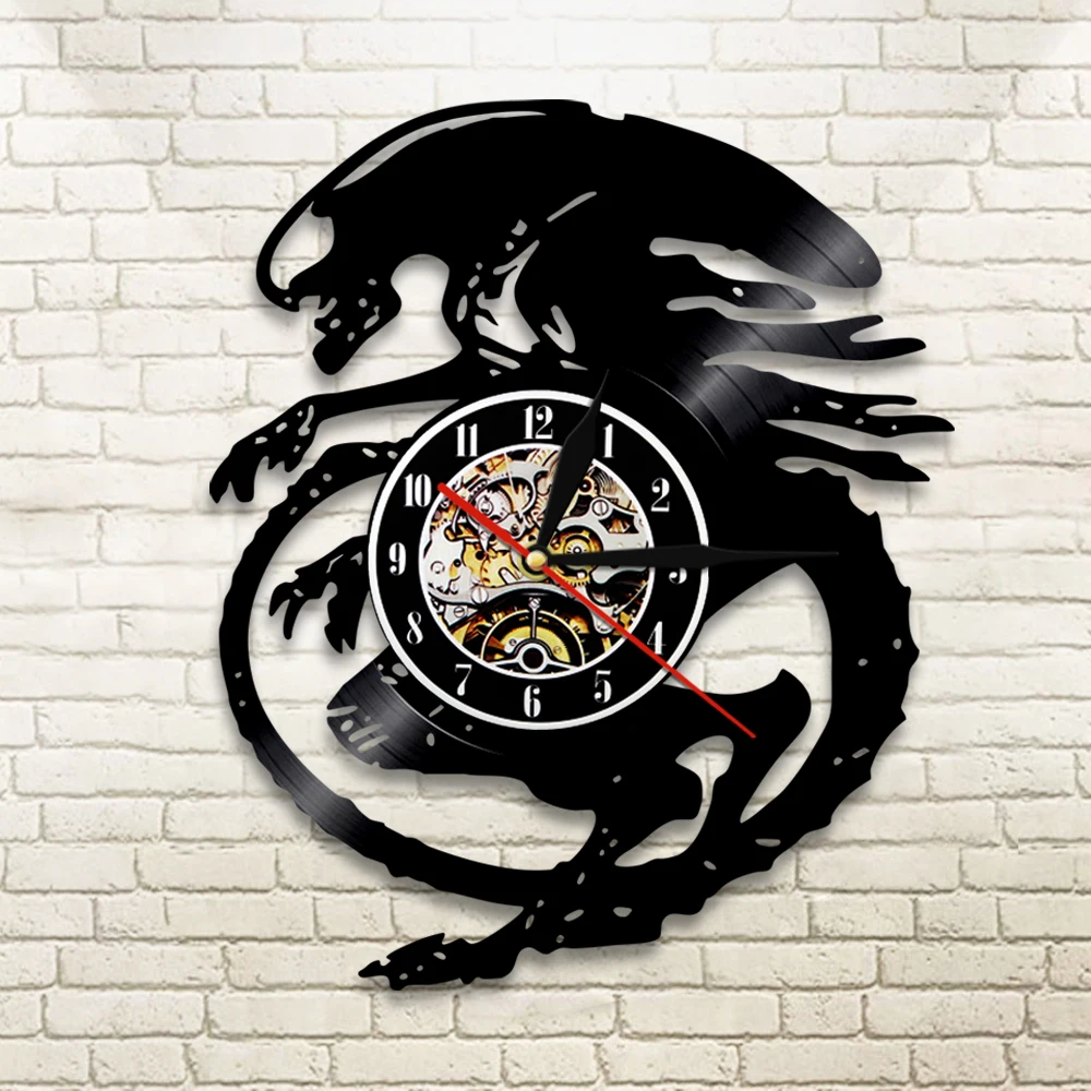 Настенные часы с изображением инопланетянина винтажный декор из фильма ужасов