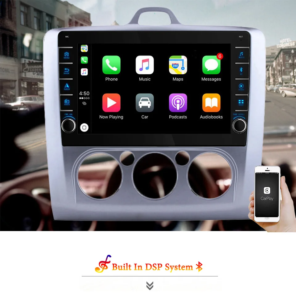 Фото Автомобильный радиоприемник Android 14.0 для Ford Focus 2 Mk2 2004 2005 2006 2007-2011, мультимедийный видеоплеер, навигация, GPS, 2 din, DVD, головное устройство №4