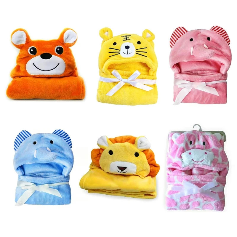 

Baby Cartoon Animal Hooded Bath Towel Ultra Soft Super Absorbent Thick Bathrobe Cloth Robe Unisex Boys Girls
