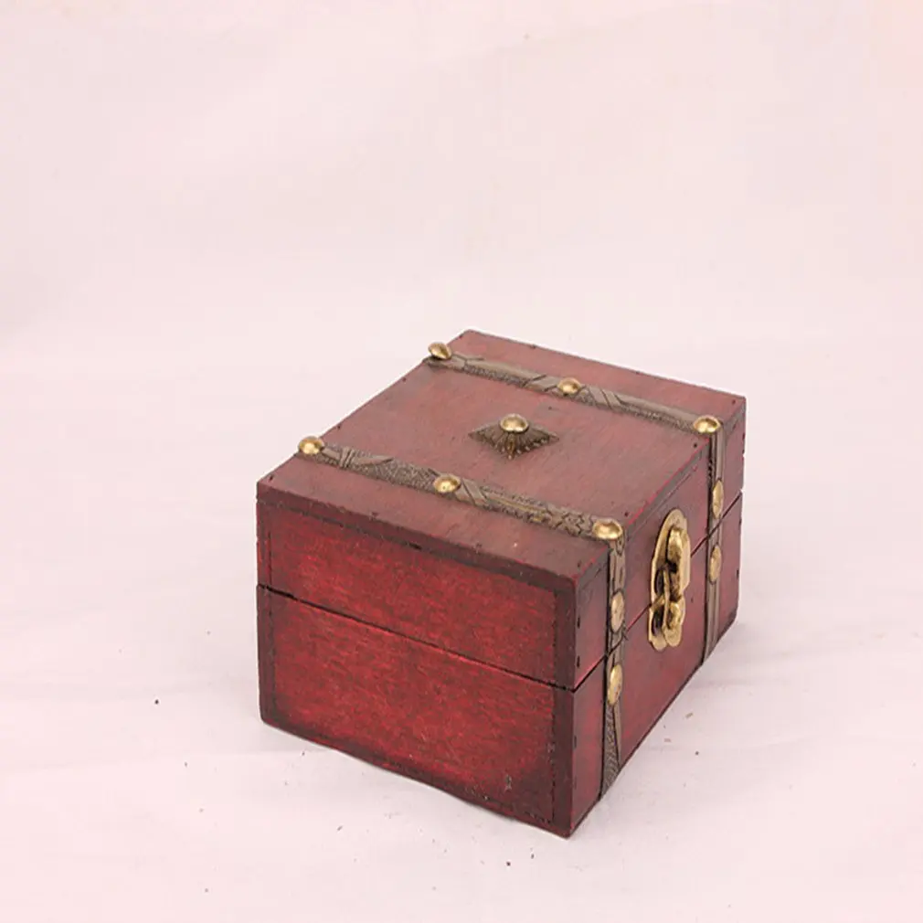 1pcs Chic Wooden Pirate Jewellery Storage Box Case Holder Vintage Treasure Chest for organizer wooden jewe Drop shipping | Дом и сад