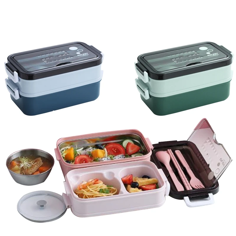 WSFS Hot Lunch Box/Bento Box для детей и взрослых двухслойный микроволновый нагревательный