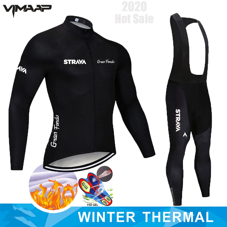 STRAVA зимний термальный флисовый комплект для велоспорта с длинным рукавом MTB