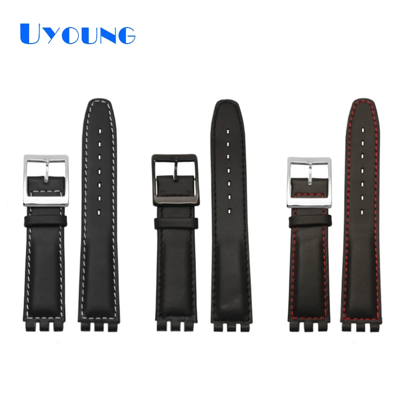 Ремешок кожаный водонепроницаемый для Swatch YIS415/414 17 мм 19 сменный выпуклый браслет