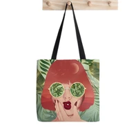 2021 shopper beach vibes tote bag printed tote bag women harajuku shopper handbag girl shoulder shopping bag lady canvas bag