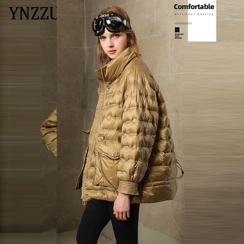 

2021 winter new lightweight down jacket women's short loose fashion trend white duck down warm loose solid jacket YNZZU 1O125