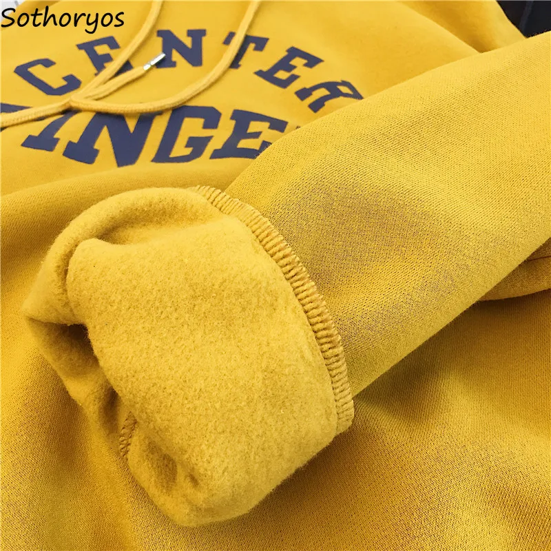 

Hoodies Women Thicker Letter Printed Loose Hooded Korean Style Sweatshirts Womens Kawaii Simple All-match Students Pullovers