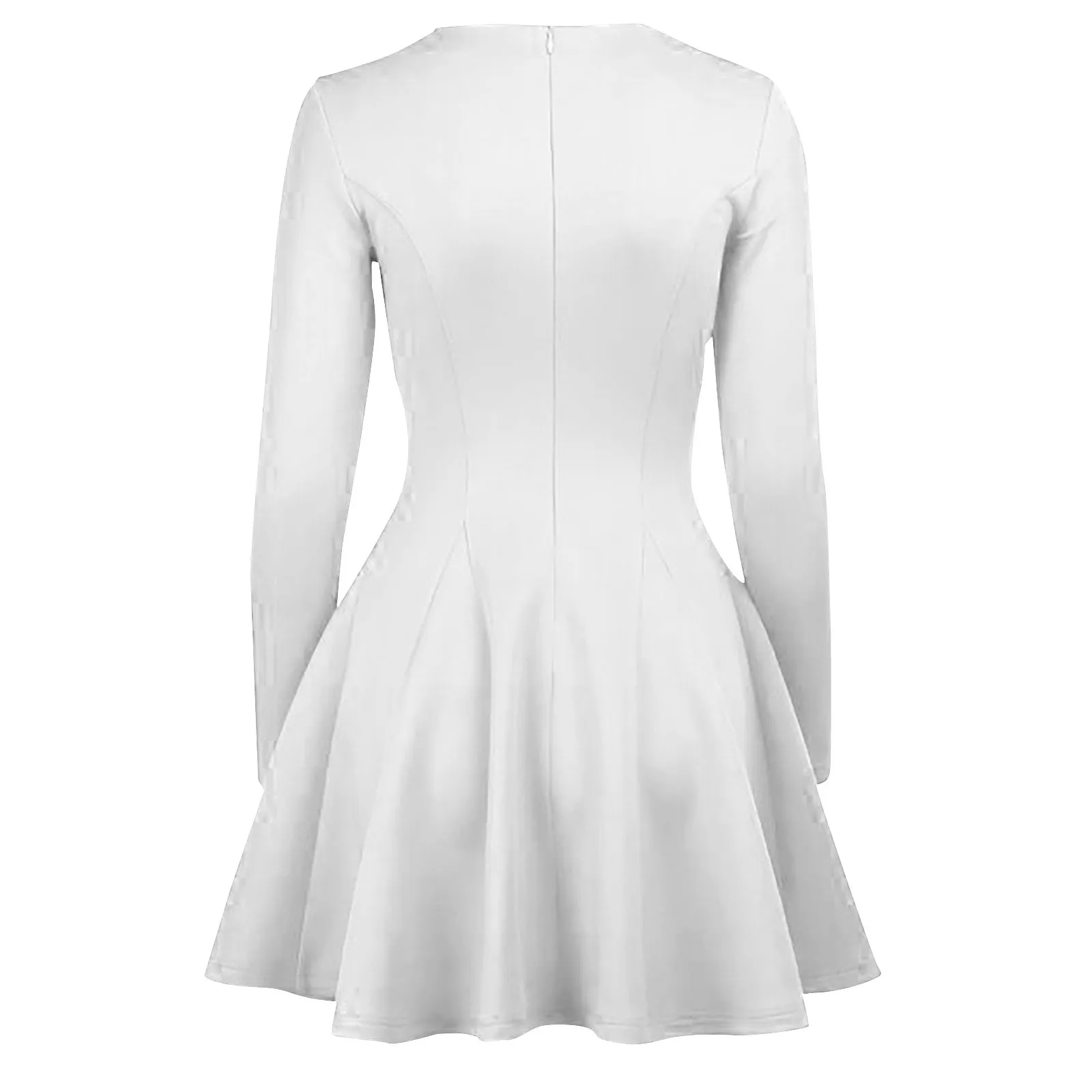 

Autumn and winter women's casual solid color pleated skirt simple slim princess style waist long sleeve dress 2020 fashion new