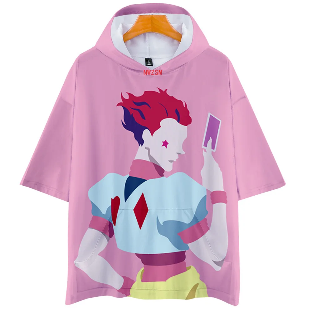 Anime Hunter X Hisoka 3D T Shirt Women Men Harajuku Short Sleeve Hooded Funny Tshirt Streetwear Hip Hop Cosplay Costume | Тематическая