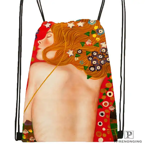 Custom Gustav_Klimt @1 Drawstring Backpack Bag Cute Daypack Kids Satchel (Black Back) 31x40cm#20180611-02-98 | Багаж и сумки