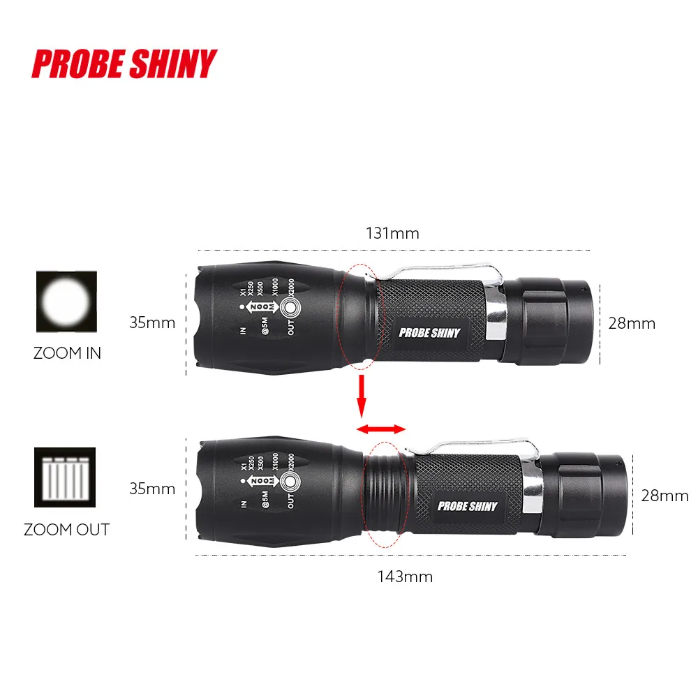 

Strong light torch T6 LED black flashlight 6000 lumens zoom aluminum alloy 18650 battery power supply wholesale purchasing#3A16