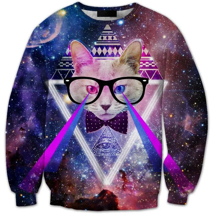 

CNUUIKOOEK Sweatshirts Men's 3D Star Cat Printed Hoodie Long Sleeve Pullover Popular Brand Men's Hoodies