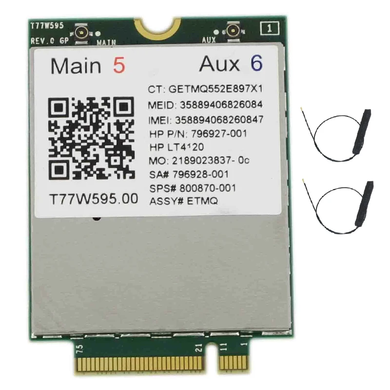 Lt4120 X5 LTE T77W595 796928-001 4G WWAN M.2 150 Мбит/с модем для HP Elite X2 840 850 G3 640 650 645 G2 серебристый |