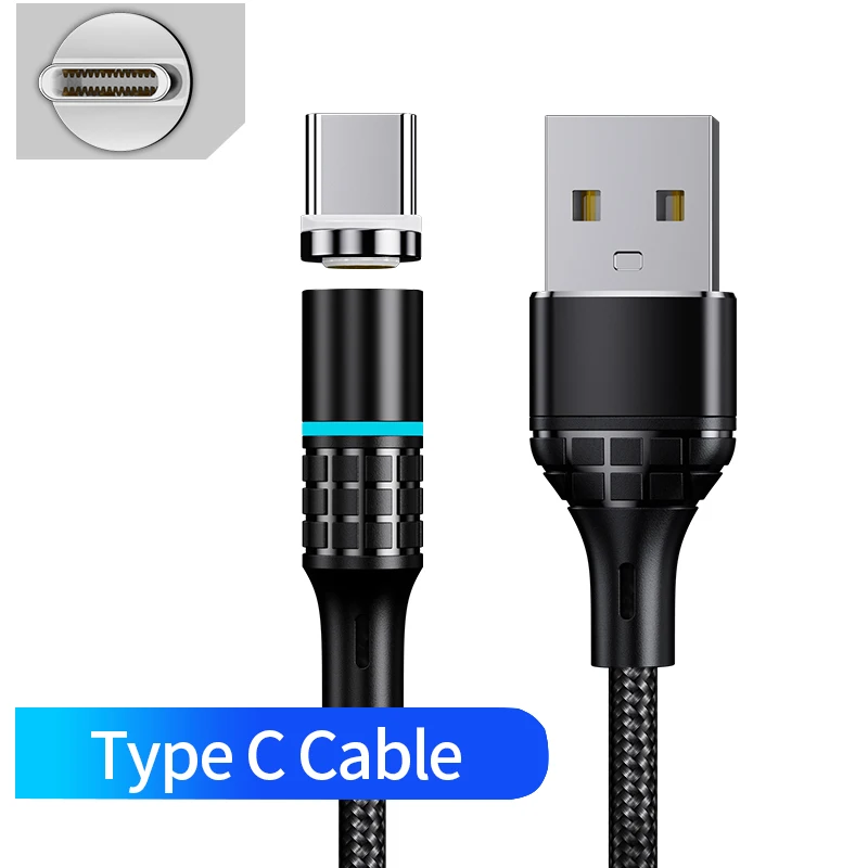 For Type c Black Udyr Магнитный кабель Micro usb type C зарядный кабель для samsung iPhone 7 6 зарядное устройство быстрый Магнитный кабель USB C Шнур адаптер для проводов - Цвет: For Type c Black