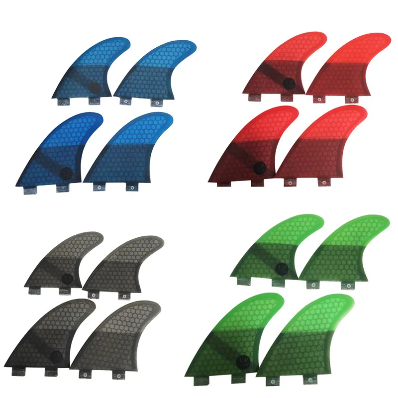 UPSurf Double Tabs Fins Honeycomb Fiberglass Material UK2.1 Size Fins Good Quality  Quad Set Fins Free Shipping