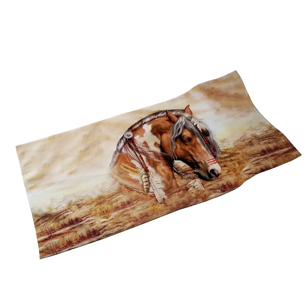 HUGSIDEA 3D кожи Крейзи Хорс с рисунком в стиле картины для ванной Полотенца