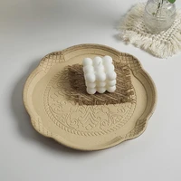 cutelife retro round wood carved storage tray vintage living room decoration home sofa tray wedding jewelry perfume bedroom tray