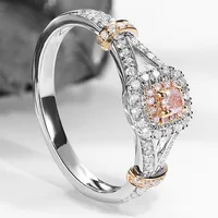 HOYON 14k White Gold Color Pink Simulation Ring For Women Fashion Group Set Square AAA Zircon Gemstone Rings Fine Jewelry