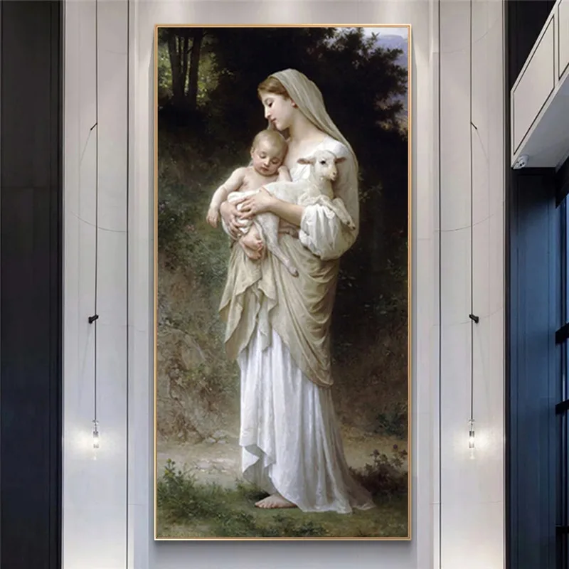 

Jesus and Virgin Mary Baby Portrait Canvas Painting Posters and Prints Scandinavian Wall Art Picture Cuadros for Living Room