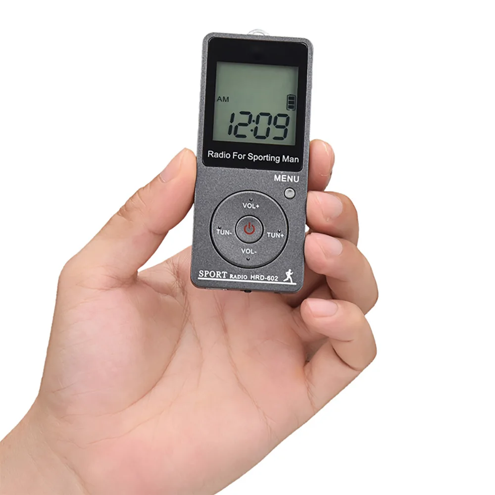 Портативный спортивный радиоприемник Mini FM AM с шагомером и ЖК дисплеем карманное