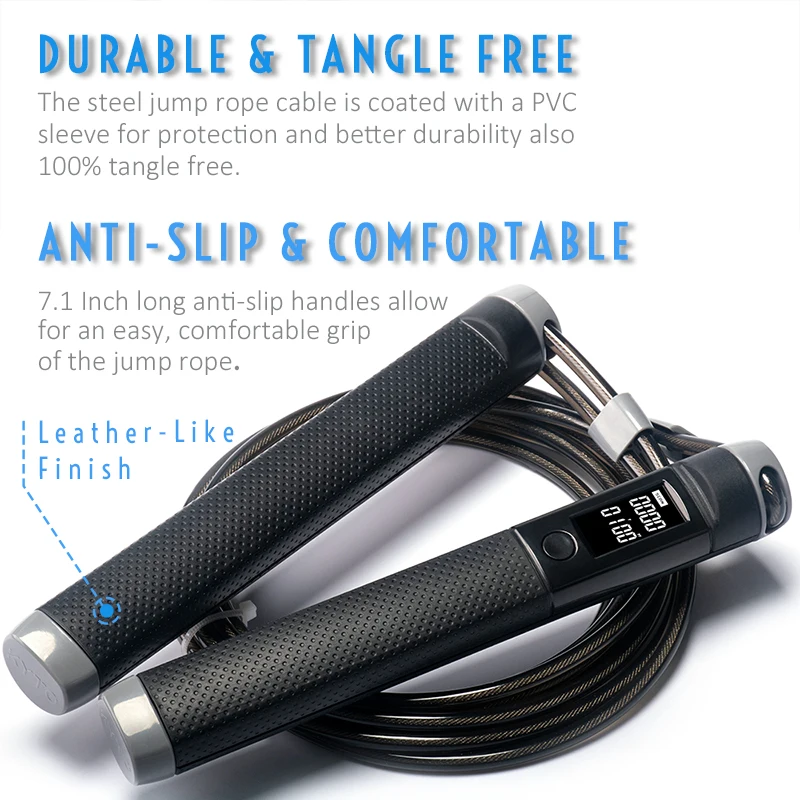

Jump Rope Digital Counter for Indoor/Outdoor Fitness Training Boxing Adjustable Calorie Skipping Rope Workout
