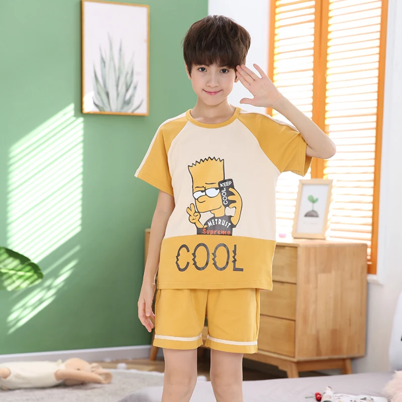 2020 летняя хлопковая детская пижама комплект с короткими рукавами и шортами