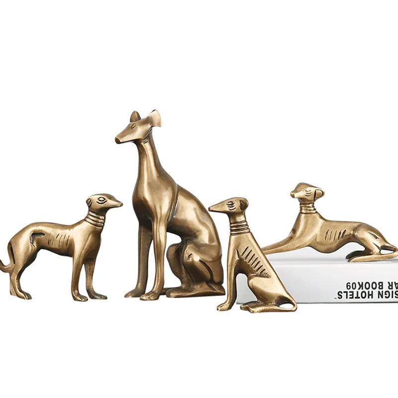 

Бронзовая статуэтка в европейском ретро стиле с собакой, скульптура с животными, аксессуары для украшения дома, современное искусство, поли...