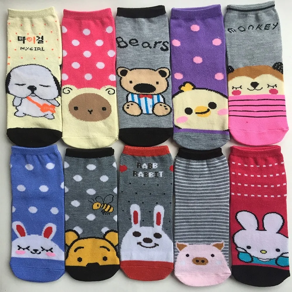 REFJJ женские носки забавные милые Мультяшные фрукты медвежонок щенок обезьяна