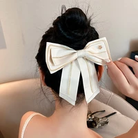 korean jewelry hairpin super flash pearl chain bow spring hair clip for girls hair accessories fashion design girlfriend gifts