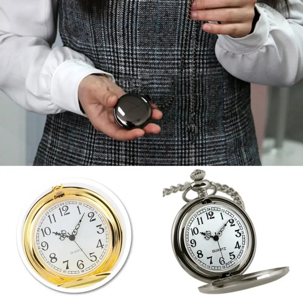 Fashion Retro Vintage Men Steampunk Smooth Surface Pendant Chain Classic Pocket Watch Men Watch Gifts Clock