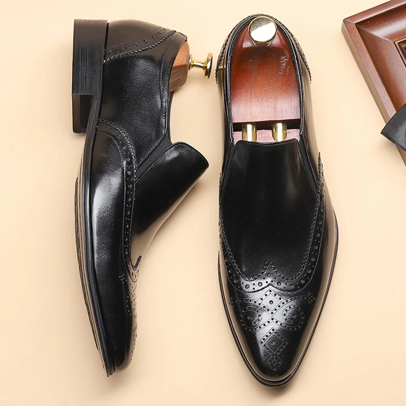 Туфли мужские ручной работы из натуральной кожи удобные лоферы заостренный