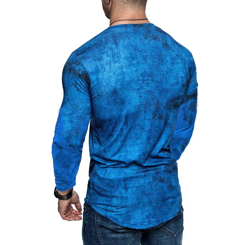Модный бренд Для мужчин однотонный Цвет Slim Fit с круглым вырезом длинным рукавом