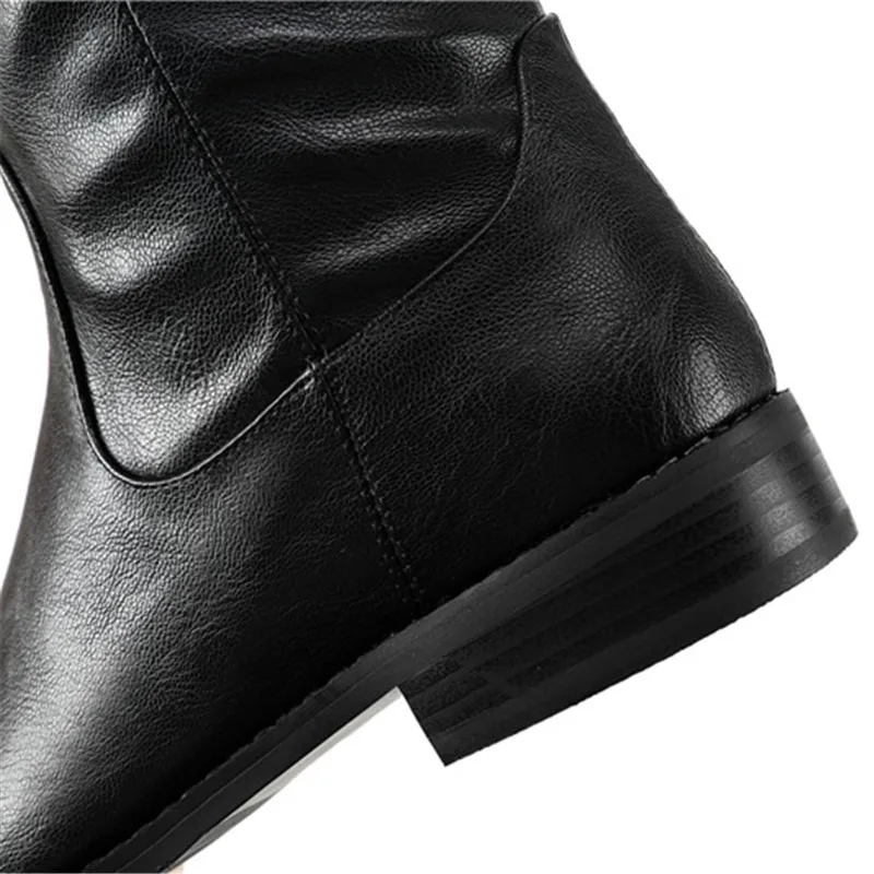 

MORAZORA 2020 big size 43 women knee high boots round toe zipper autumn winter boots comfortable simple low heels shoes woman