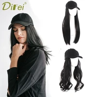 difei girl baseball cap wigs synthetic natural wig white black hat wigs cap with hair naturally connect baseball cap adjustable