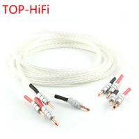 top hifi pair 8ag 8n single crystal silver signal line y banana plug amplifier speaker audio cable for amplifier