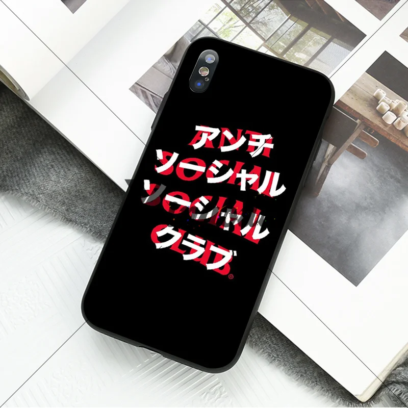Yinuoda Anti Social Club ASSC TPU Soft Phone Cover for iPhone X XS MAX 6 6s 7 7plus 8 8Plus 5 5S SE XR 11 11pro max | Мобильные