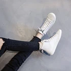 Женские высокие кроссовки из натуральной кожи, на вулканизированной подошве