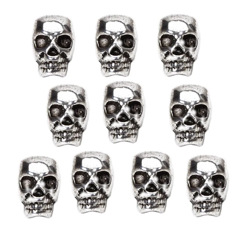 

10Pcs Tibet Silver Skull Head Spacer Beads DIY Accessories for Necklace Bracelet