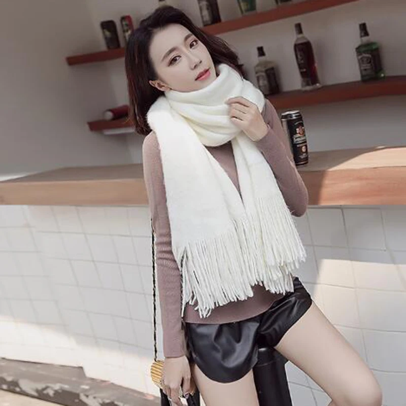 

Scarves Women Long Candy Color Pink Sweet Kawaii Korean Style Simple Student All-match Causal Soft Warm Winter Womens Wraps New