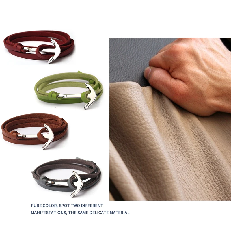 HOMOD Новое поступление модный браслет якорь из искусственной кожи полуизгиб 3 ряда