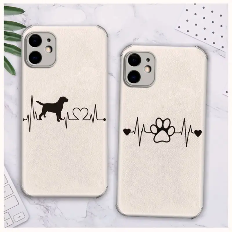 

Heartbeat Chart Dog Paw Phone Case Lambskin Leather For iphone 12 11 8 7 6 XR X XS PLUS MINI PLUS PRO MAX Shockproof