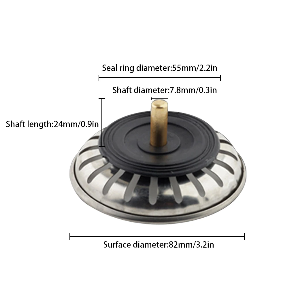 

1pc High Quality 82mm Bathroom Sink Strainer Stainless Steel Water Stopper Sink Sink Water Filter Plug Kitchen Sink Accessories