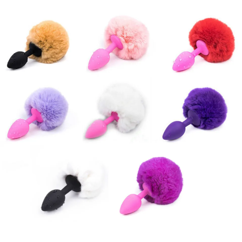 Силиконовая Анальная пробка с кроличьим хвостом милый хвост игрушка секс